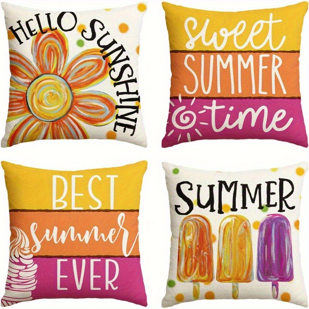 TEMU 4pcs Of Floral Printed Zipper Pillowcase-double-sided Polyester Printed Pattern Zipper Closed Home Decoration Living Room, Bedroom And Sofa Home Decoration (not Included In The Pillow)