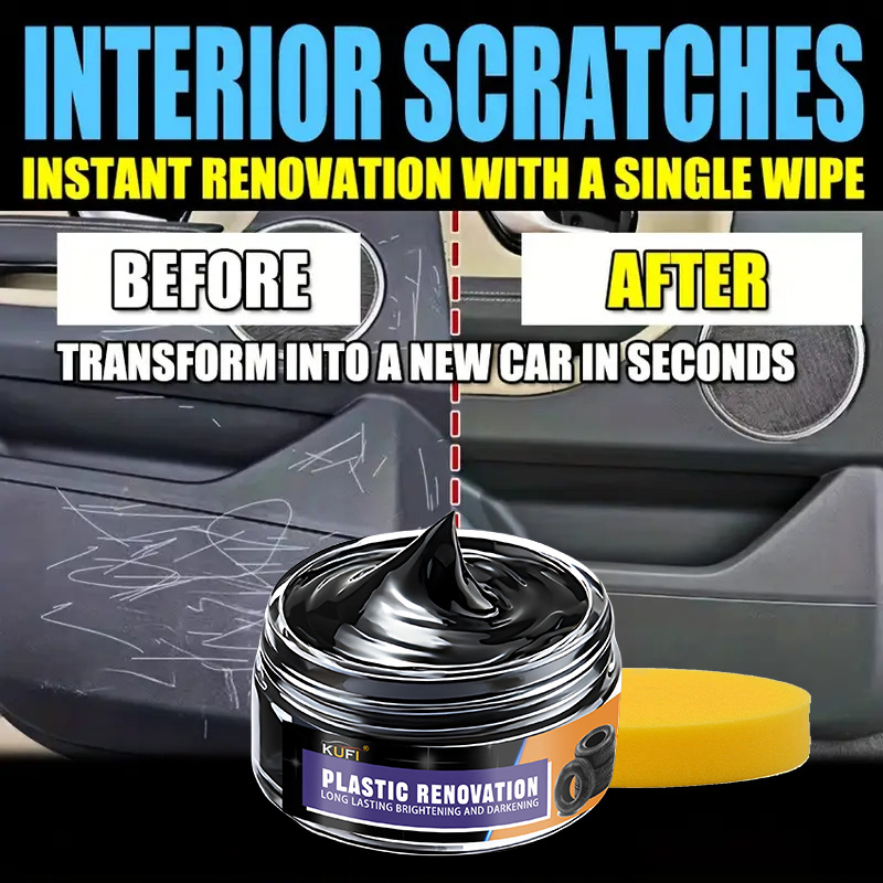 

Ku Fi Plastic Renovation Wax - Instant Scratch Repair & Tire For Cars, Bikes, And Motorcycles - Shine Restorer & Protection Against Aging - Into A New Car , Bike Restoration | Easy Application | Gloss