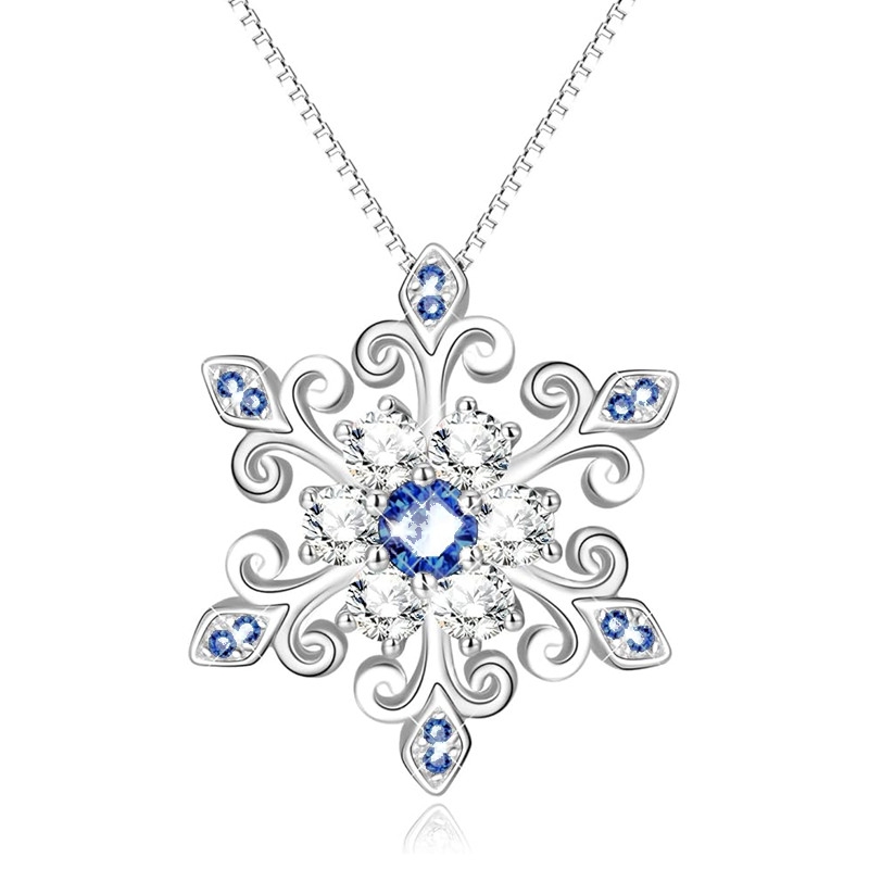 TEMU Classical Exquisite White Blue Zirconia Snowflake Necklace For Women Daily Banquet Holiday Christmas Necklace Jewelry Elegant Christmas Gifts