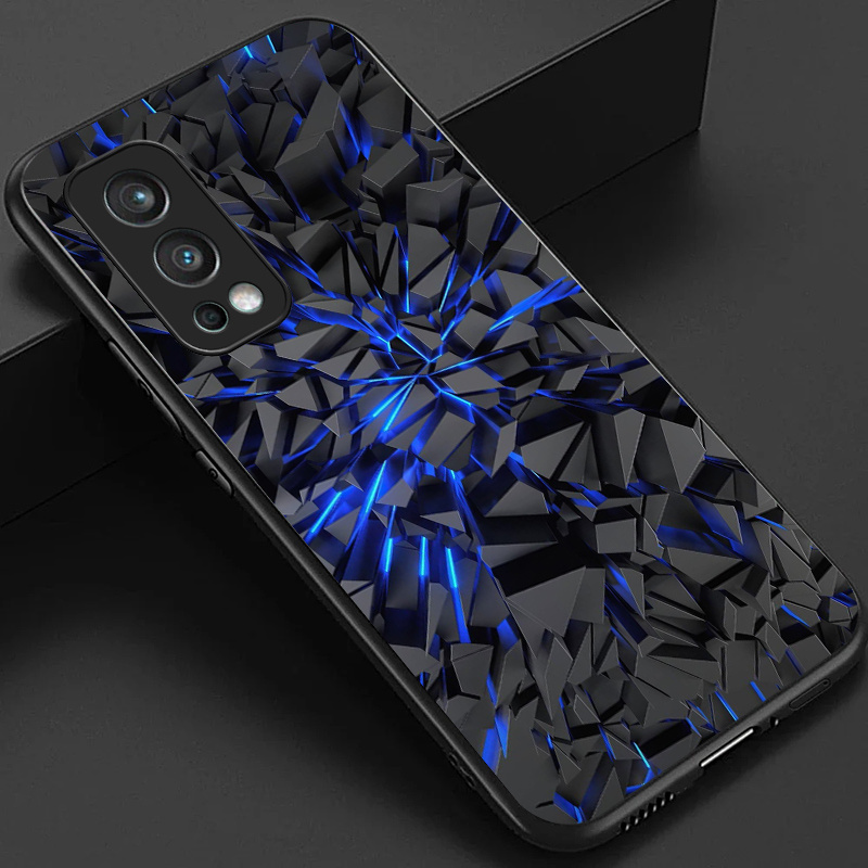 TEMU Case For Oneplus Nord 2 5g Phone Case, Cool Rocks Spout Flame Pattern Stylish Glossy Glass Back Cover Gift, Mobile Accessory, , Uv Printed,