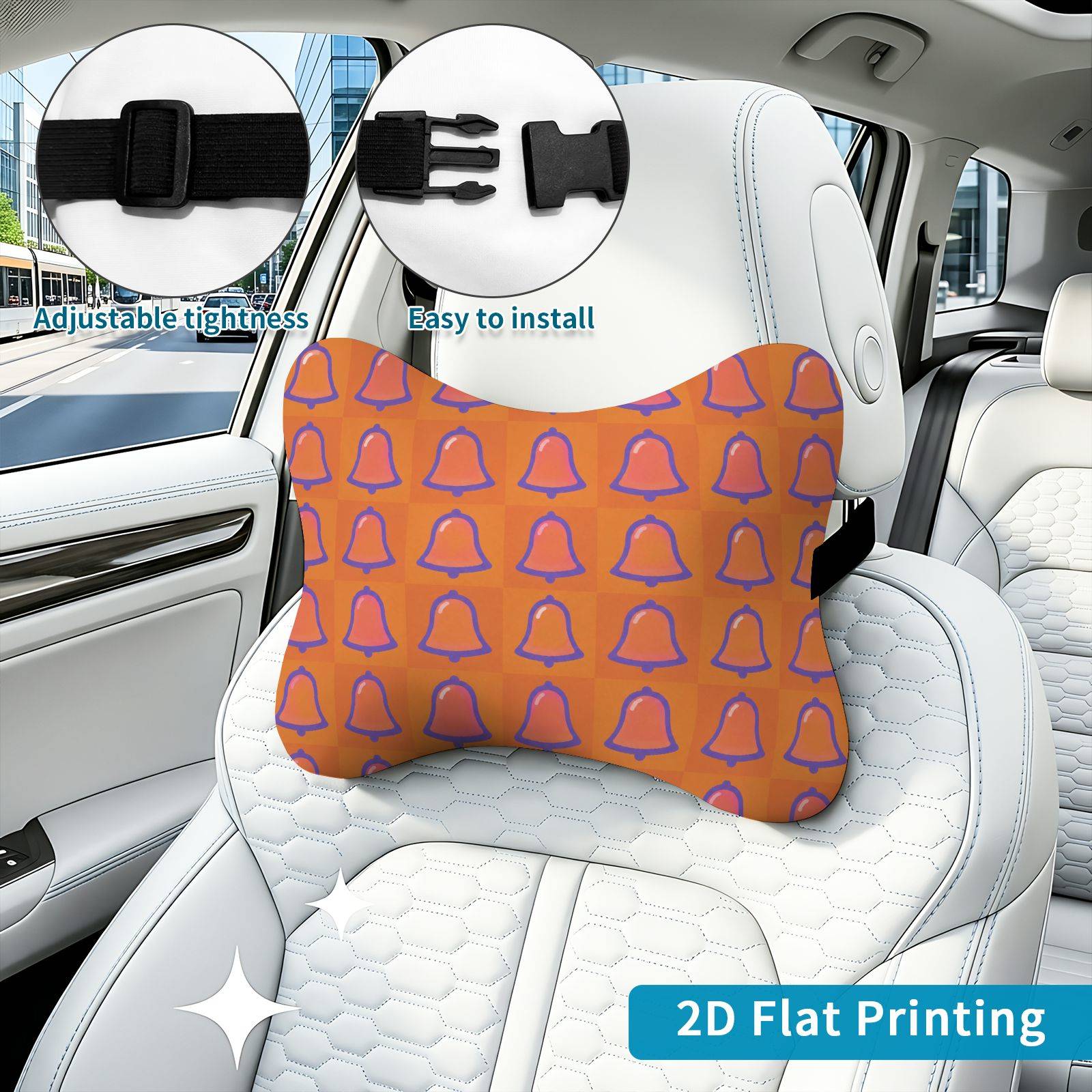 2pcs Pattern , Neck Support Cushion, Suitable for of Car Accessories, Decorative Theme, Travel Neck Pillow