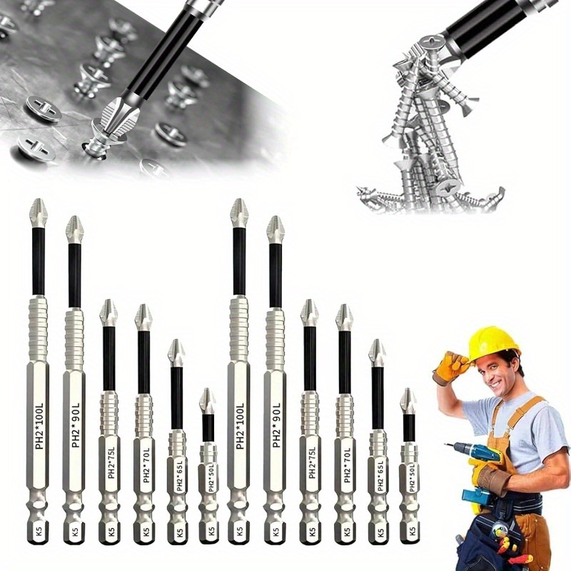 12pcs heavy-duty magnetic screwdriver drill bit set with ergonomic grip & color-coded tips - slip magnetic bits for home, car, electronics, furniture assembly - compatible with power drills & manual use - durable construction (no power required) - ideal for diy & - 2025 new model -   phillips, flathead, hex,  , slotted, square, torx,  , star, cross, diamond, h-head, square phillips bits - secure magnetic attachment for   & reduced cross-thread Product details 0