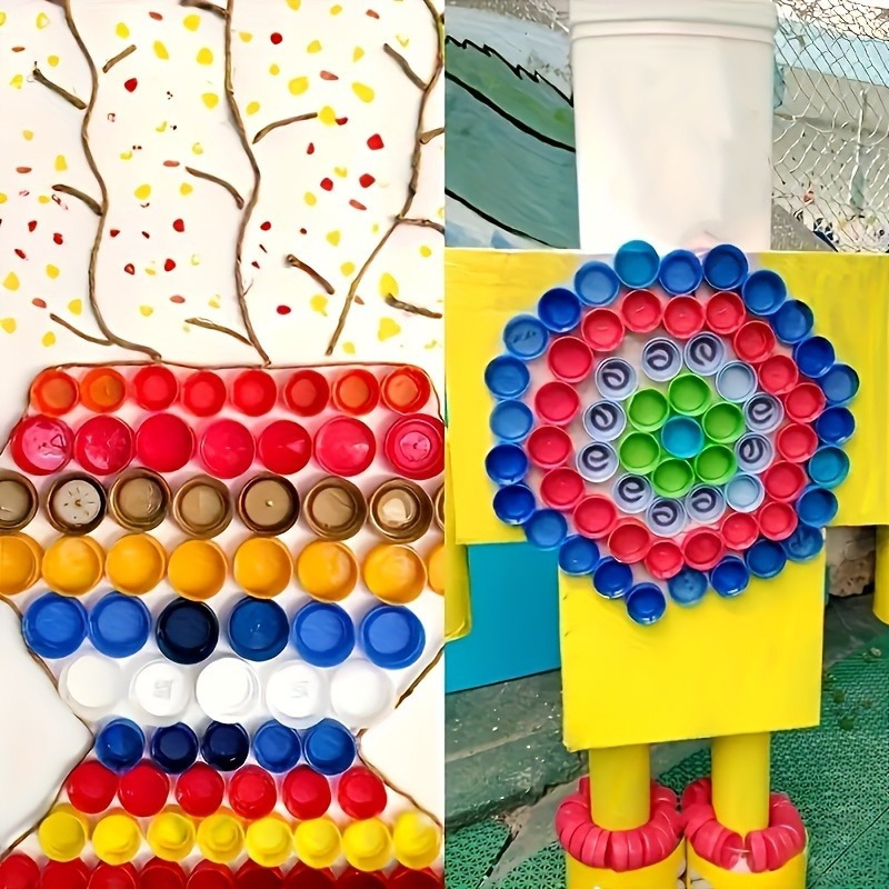 50pcs neon multicolor plastic bottle caps durable pe craft Temu