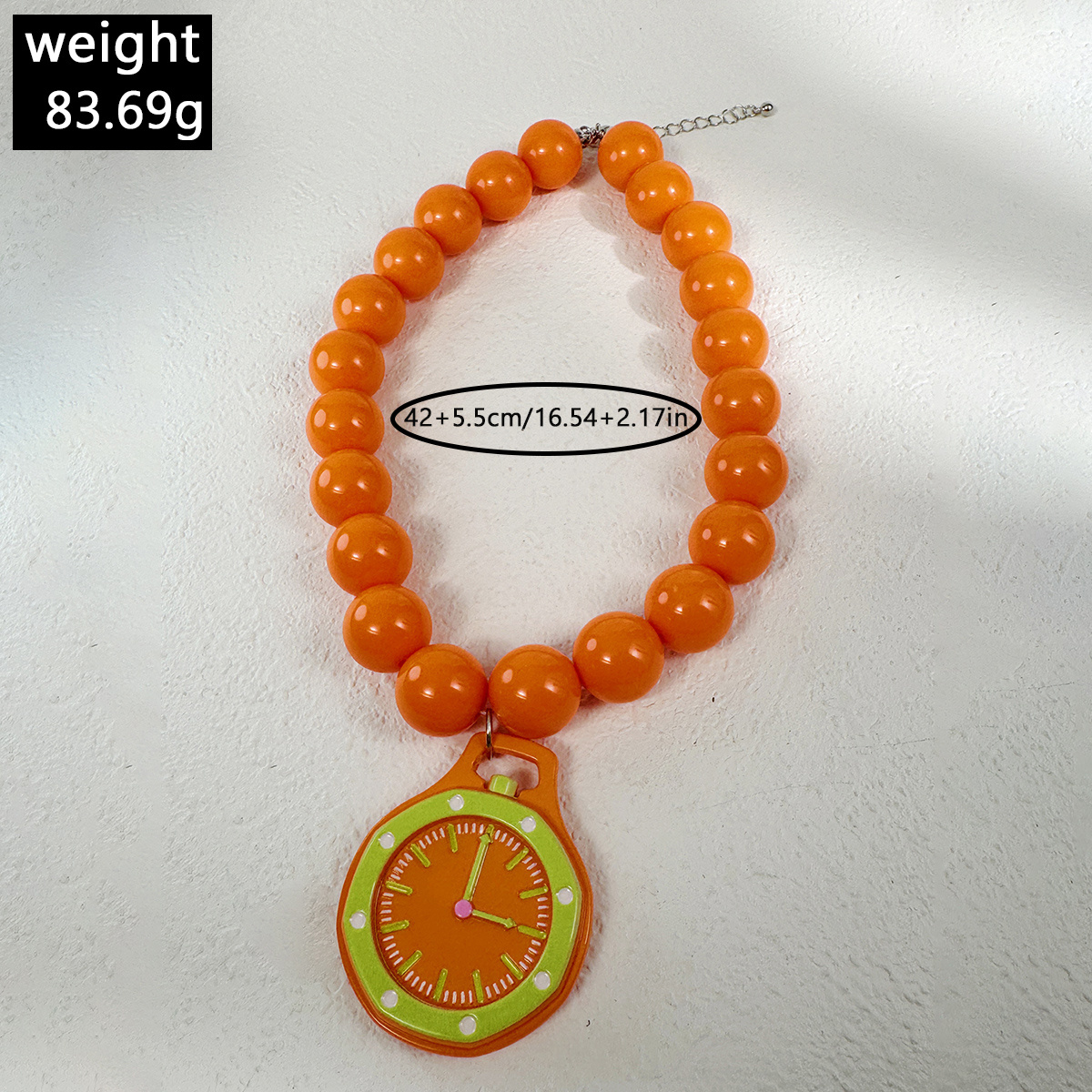 Creative Dopamine Bright Orange Round Bead Necklace, Unique Design