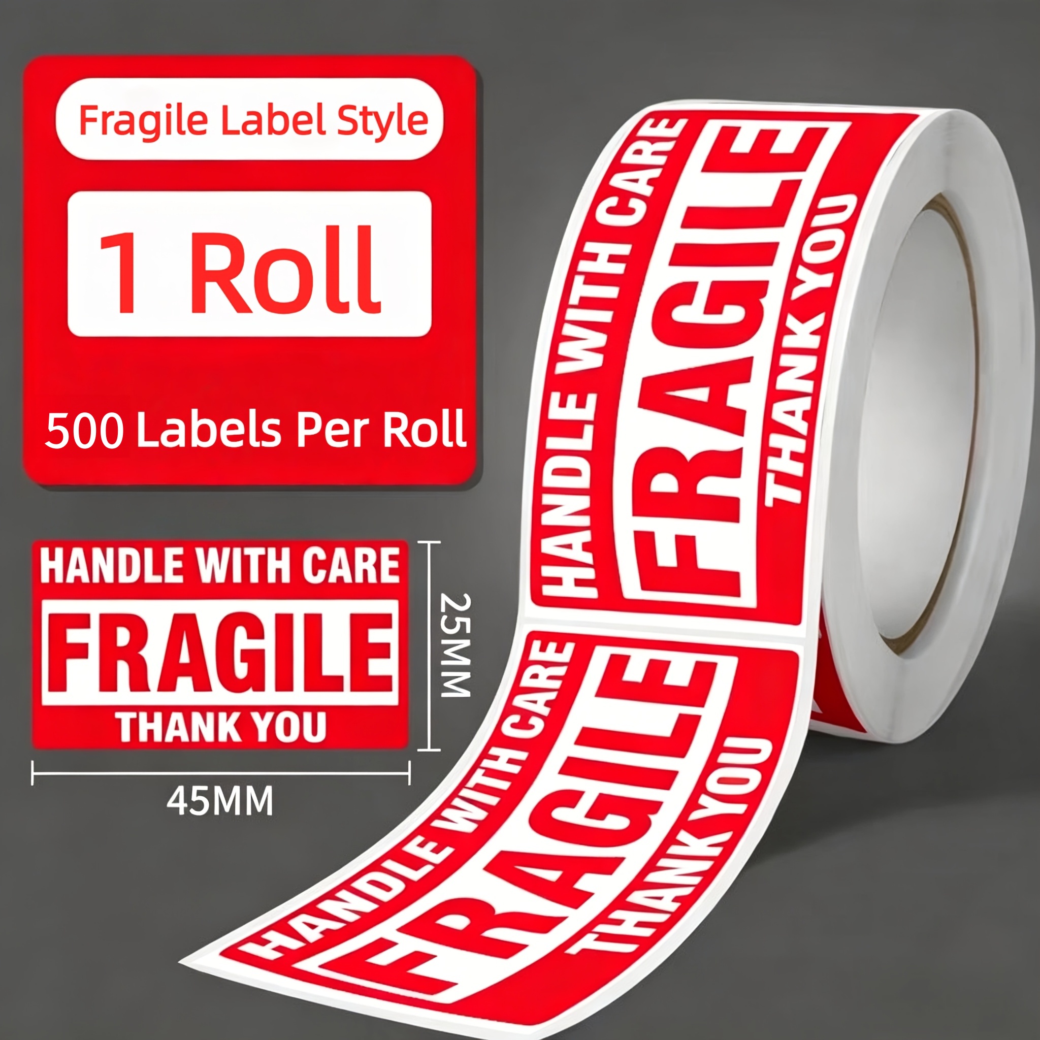 TEMU 1 Rouleau de 500 Feuilles, Autocollants Fragile, Étiquettes d'Expédition à Manipuler avec , Étiquettes d'Avertissement pour , Convient pour