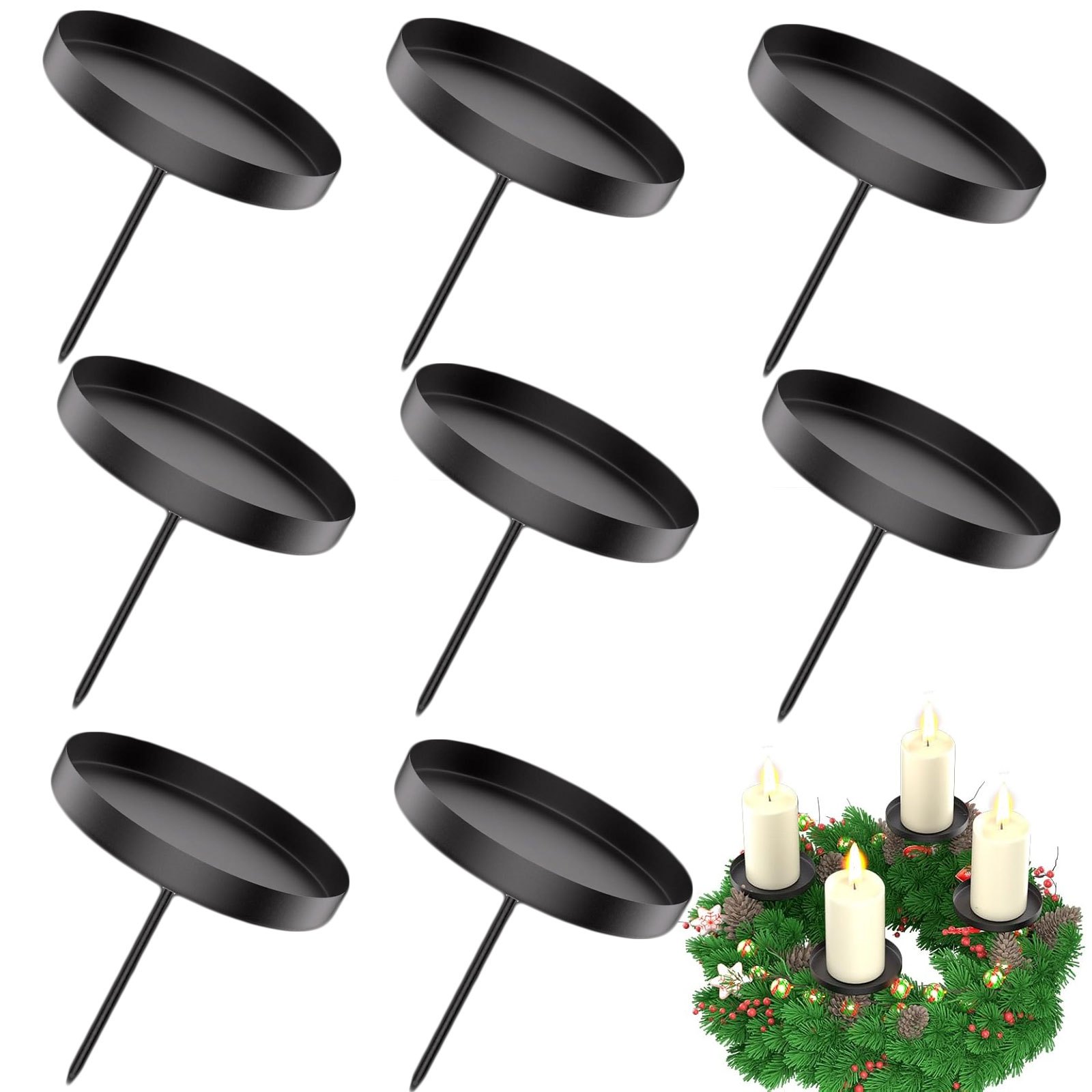 TEMU 6/8pcs Candle Holder Set, Holiday Candle Holder, Metal Candle Holder, Black Candle Holder, Ambiance Candle Holder, 6cm Diameter, Sturdy Base,
