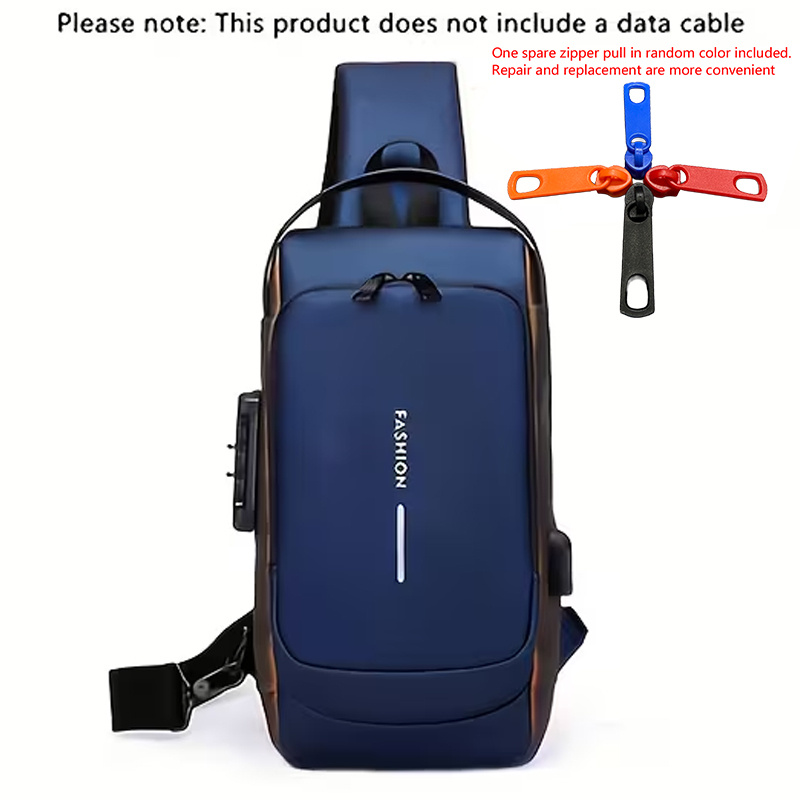 TEMU Anti-theft Combination Lock Men's Crossbody Bag - Adjustable Shoulder Strap Suitable For Motorcycles And Casual Sports, Daily Bag For City Or