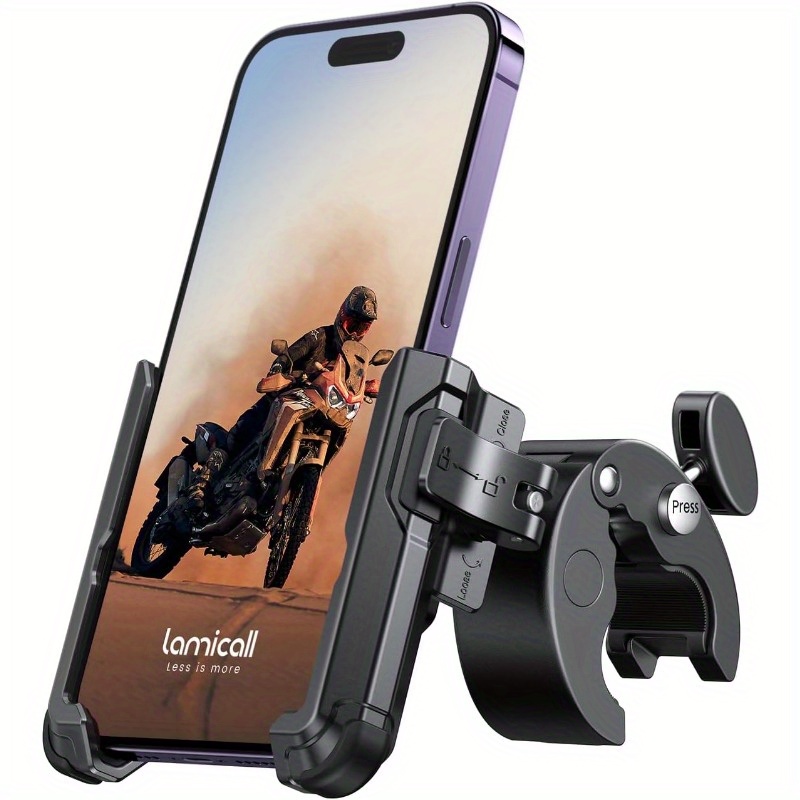 E-shop Motorrad Handyhalterung - [Kompatibel mit Kameras] [1 Sekunden Verschluss] Lenker Handyhalter, Fahrrad Roller , Geeignet für iPhone 16 Pro Max,