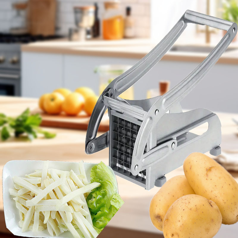 1pc stainless steel french fry cutter manual potato slicer with replaceable blades ergonomic non slip handle easy to clean kitchen gadget for   details 5