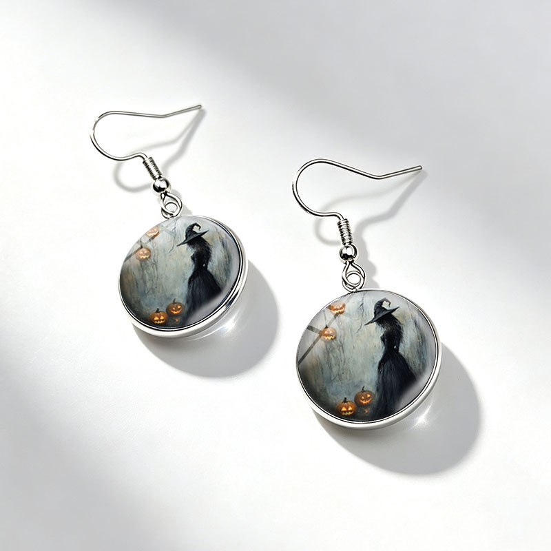 3pcs Halloween Ghost Witch Necklace & Earring Set