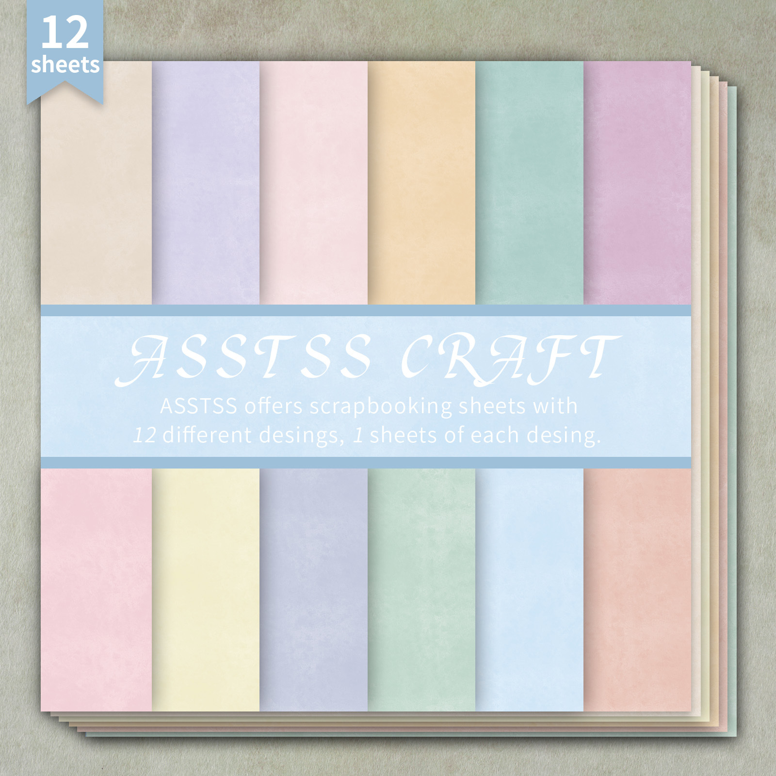 TEMU 12-sheet Asstss -inch Scrapbooking Paper Pad, Retro Textured Solid Style Backing Paper Supplies, Heavyweight Cardstock For Journaling, Collage