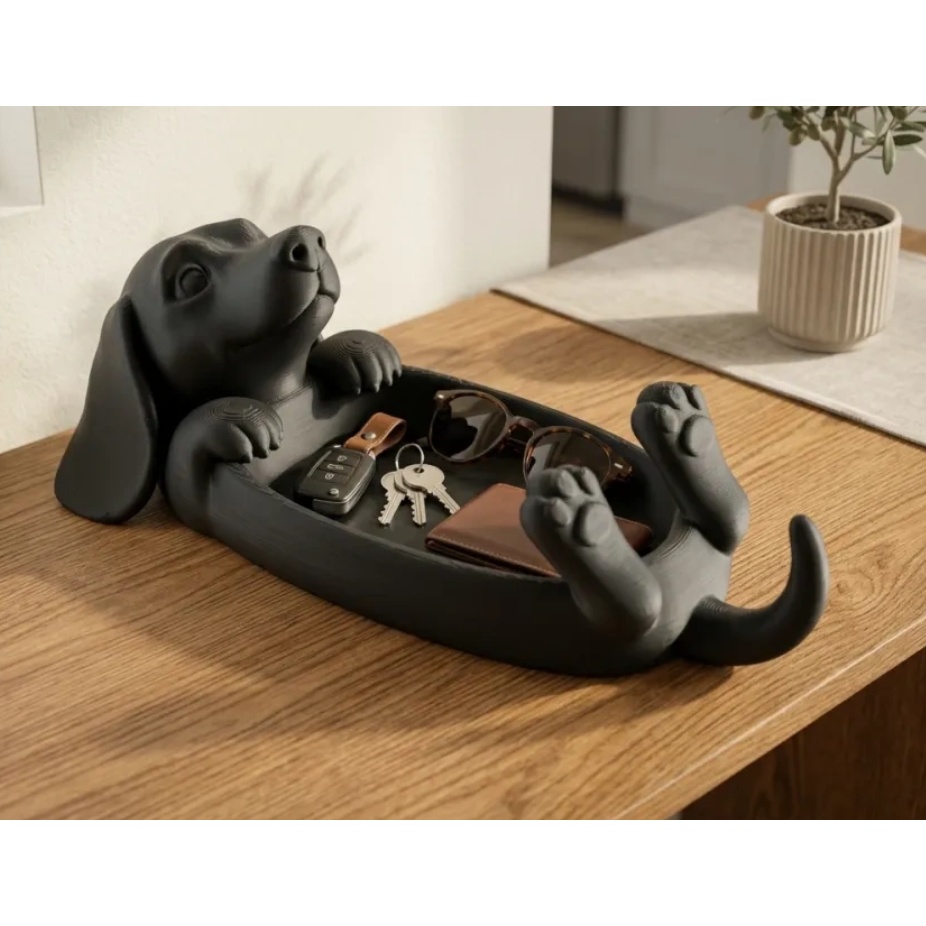 TEMU Plateau de Rangement de Teckel avec Organisateur à Longue Rainure - Étagère en Plastique Mignonne sur le Thème du Teckel pour Entrée, Bureau et
