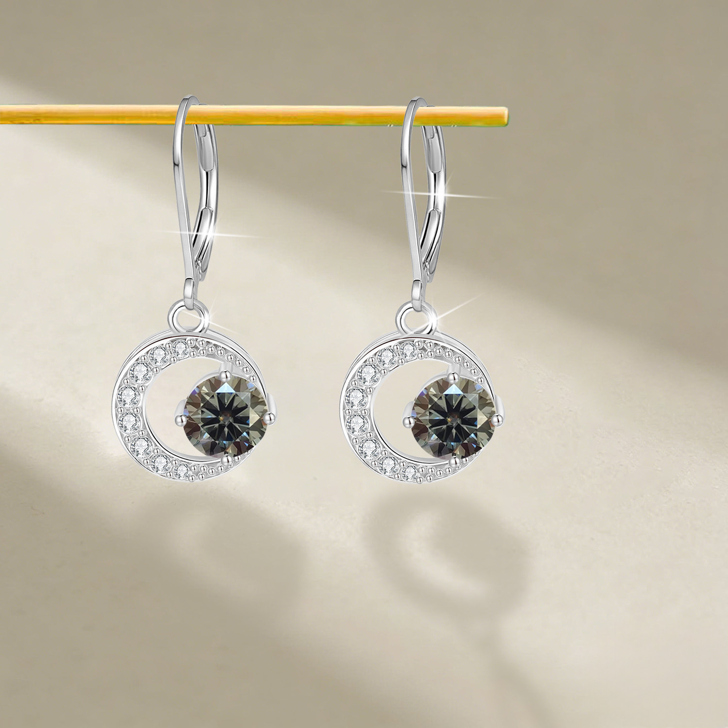 Men's Moissanite Earrings with Hypoallergenic Hooks, Gift for Him