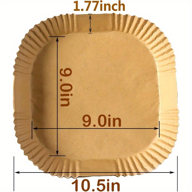 100pcs air fryer liners disposable 9 0xl square parchment paper non stick waterproof oil proof thickened baking sheets with wavy edging for oven microwave steamer fits   5 air fryers air fryer disposable paper liner oven cooking sheets corrugated texture nonscratch material Product details 1