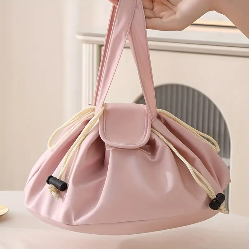 large capacity women men travel makeup toiletry portable bucket shaped storage bag with drawstring closure   case suitable for daily use gym vacation the Product details 5