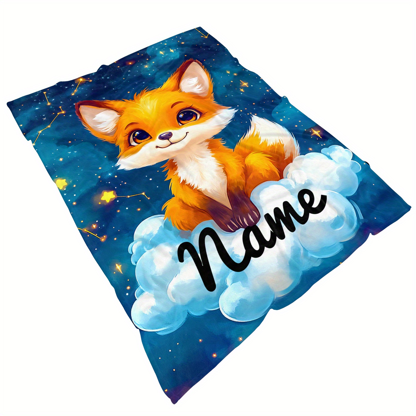 TEMU Couverture Personnalisée 1pc avec Nom, Renard , Imprimé - Couverture en Flanelle Légère pour Canapé, Lit, Voyage, Salon, Bureau, Canapé, Chaise