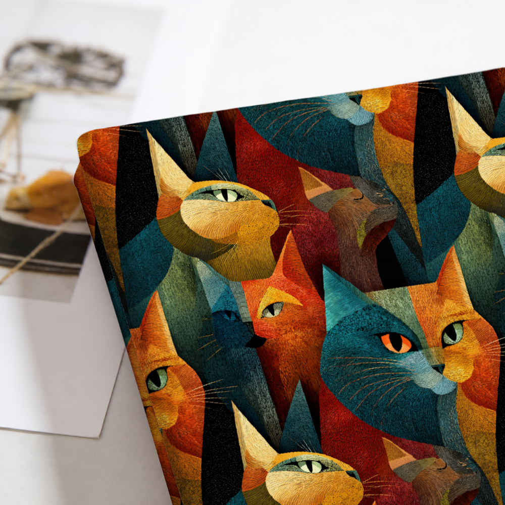 TEMU 1 pièce, disponible en plusieurs tailles, motif d'impression d'art de chat géométrique, tissu artisanal imprimé numériquement. Convient pour la
