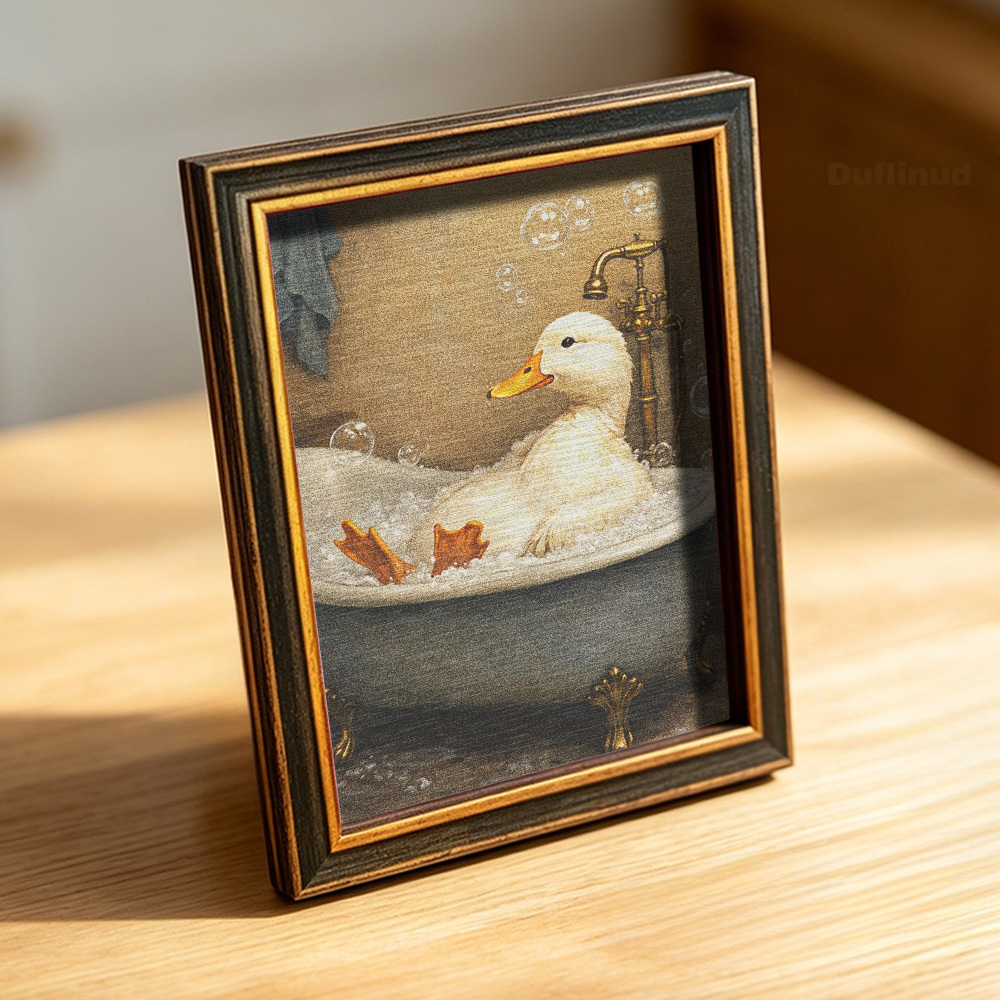 TEMU Magnéto de réfrigérateur Bain de Bulles, Mini, Autocollant de Réfrigérateur en Bois, Adorable de Bain de Bulles Canard Blanc, Convient pour la