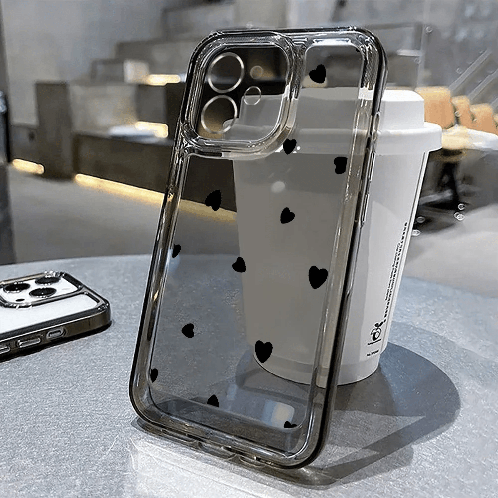 Phone Case: Trendy Black Heart Phone Case Compatible With Iphone 16 15 14 13 12 11 Pro Max 12 13 X Xr Xs 7 8 Plus Se 2022 Protective Cover