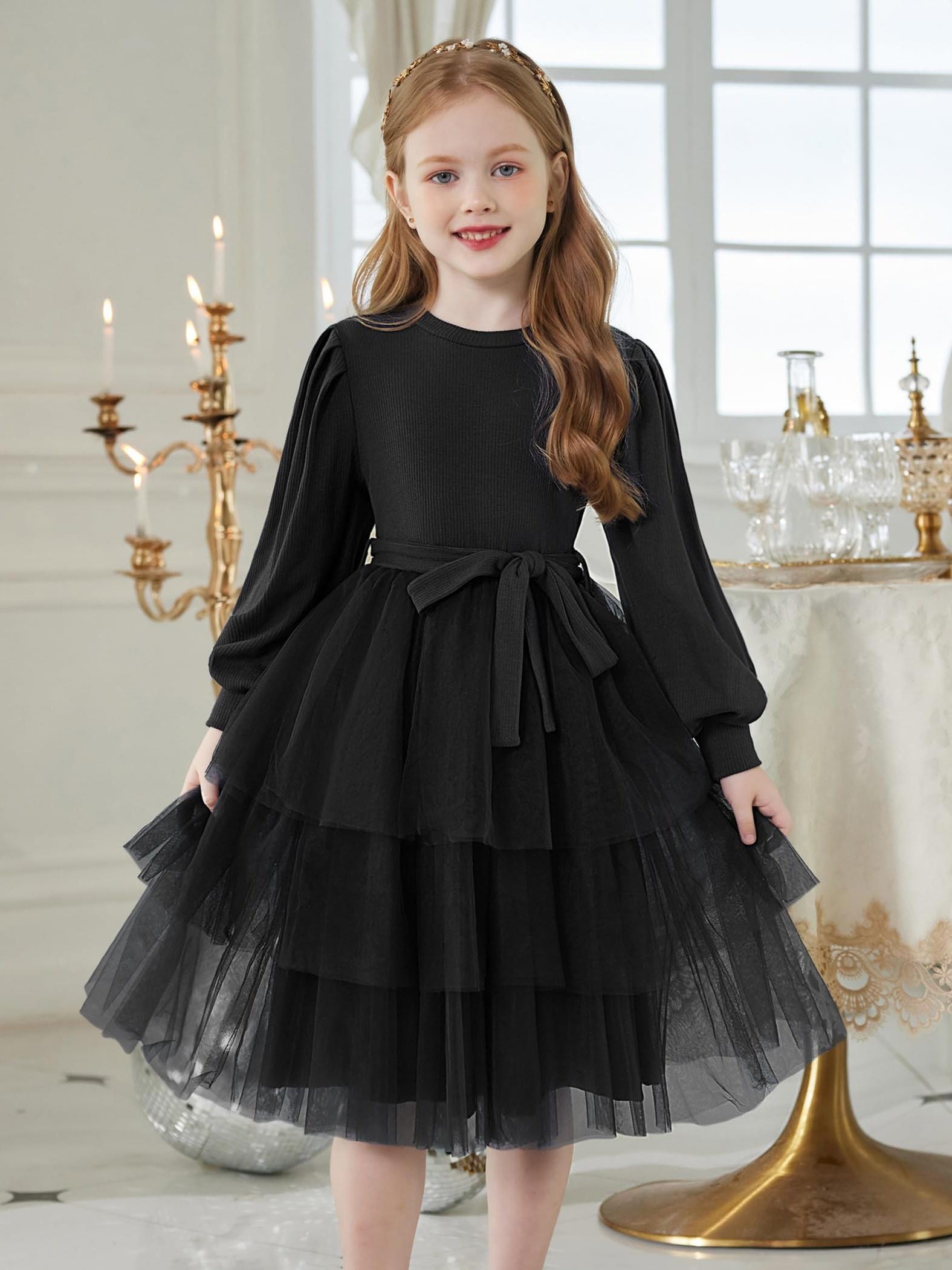 toddler dress little girls tutu fall winter puff long sleeve - Temu