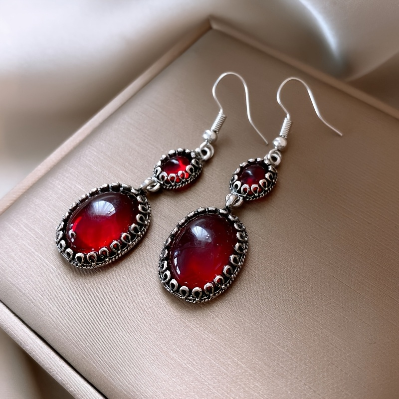 TEMU 1 Par de Aretes Colgantes Ovalados Huecos Premium Estilo Medieval Vintage