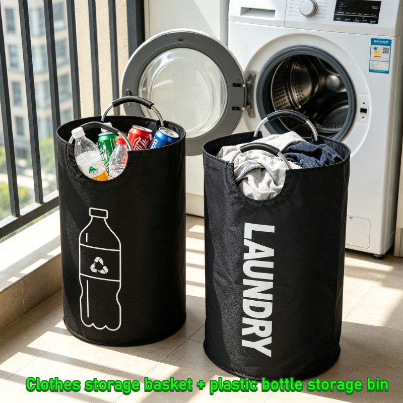 Large Bottle Recycling Collection Bag, 1pc Freestanding Bottle Storage Container With Comfortable Handles, Easy Carry Organizer For Cans And Empty Bottles