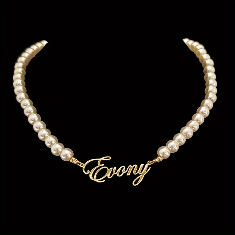 TEMU Custom Name Necklace With Chain Personalized Letter Stainless Steel Choker Daily & Party Occasion, & Valentine's Day Gift, Necklace For Her