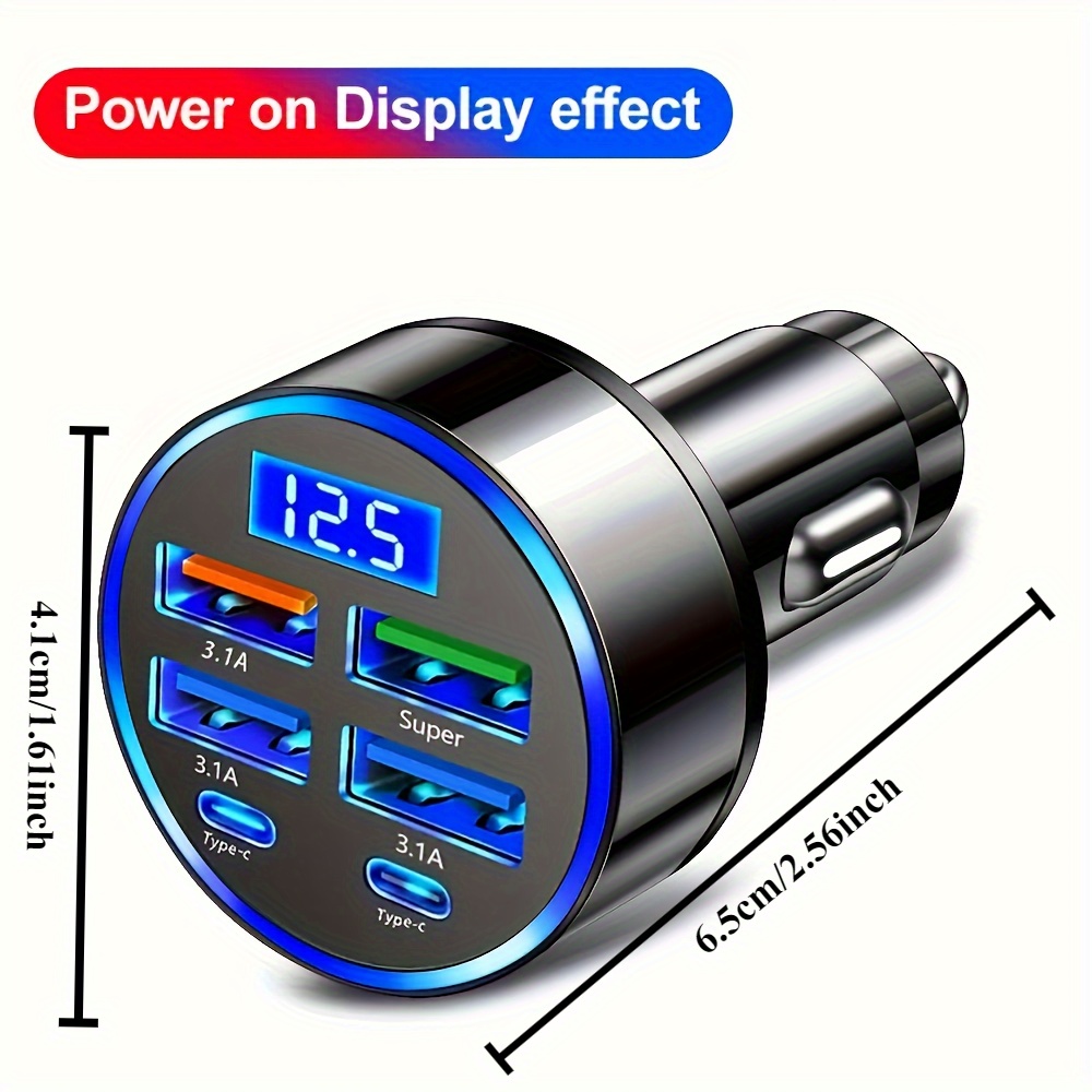 soporte magnético para cargador sin varillas de coche con cargador de teléfono y soporte de 6 en 1, qc3.1, enchufe de coche, puertos usb dobles, carga rápida, regalo de para 11 fiestas detalles 1