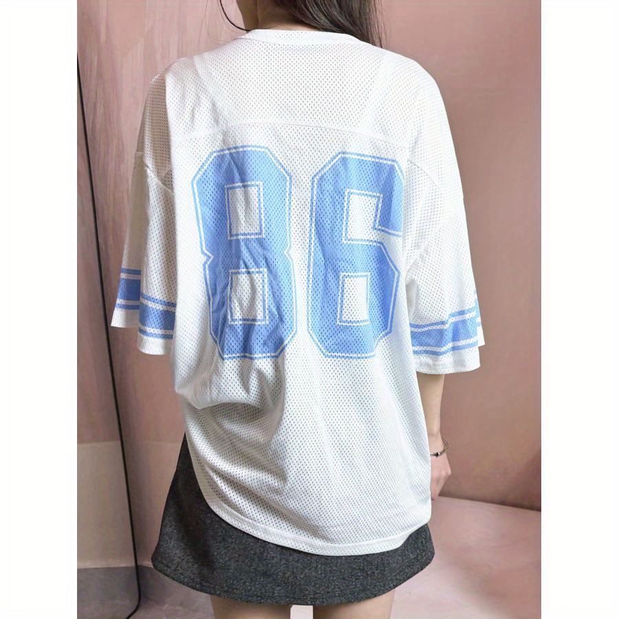 TERIVEEK Women's Oversized Color Block T-Shirt - V Neck Half Button Casual Summer Tee