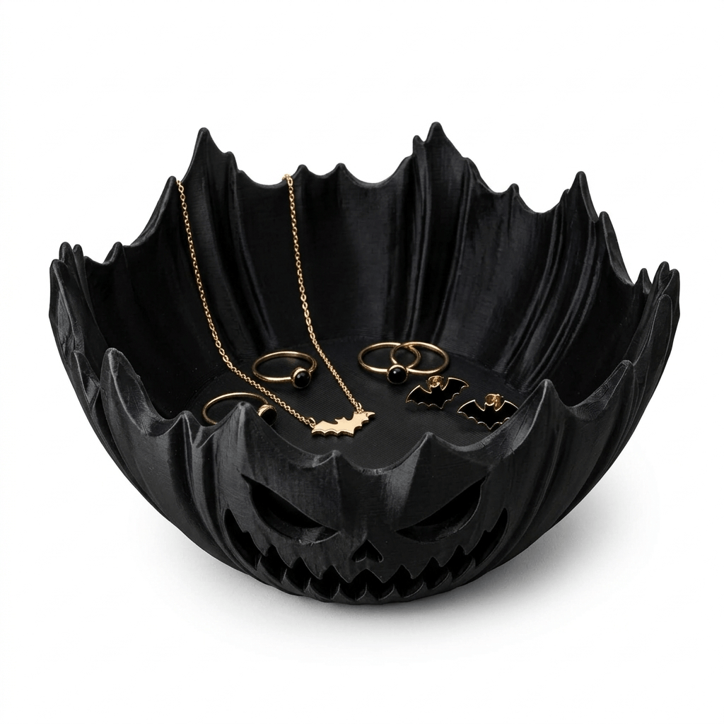 TEMU Halloween Pumpkin Jewelry Tray, Spooky Pumpkin Face Shaped Decorative Storage Tray, Holiday Desktop Ornament And Small Item Organizer, Suitable