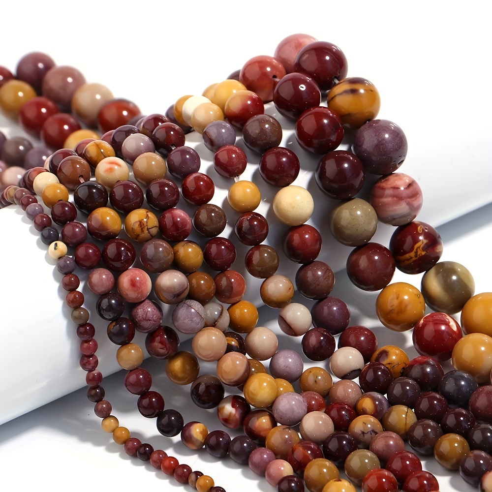 TEMU Toee Zuby Natural Stone Egg Yolk Beads - Genuine Egg Yolk Stone Suitable For Making, 4/6/8/10mm Round Loose Beads For Bracelets, Earrings,