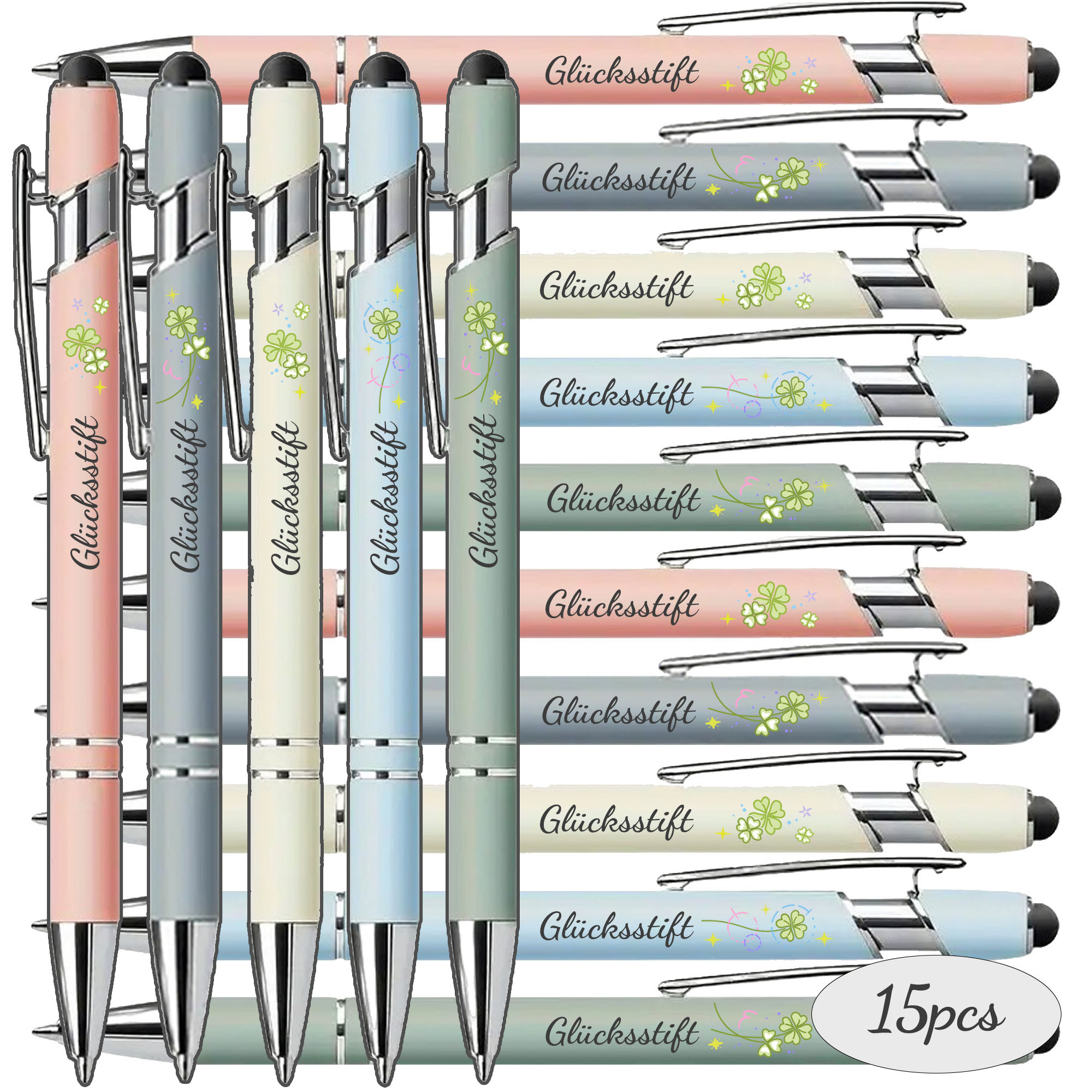 15/30pcs Metal Ballpoint Pen Set, Engraved German Motivational Inspirational Quotes, Smooth Black Ink Writing Pen, Signature Pen, Perfect Appreciation Gift For Employee Staff Volunteer Nurse
