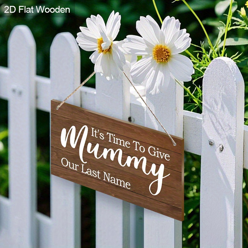 TEMU Décoration Murale 2D Plate - Décoration Murale 2D en Bois - " de à Maman Notre Nom de Famille" Décoration de Mariage et d'Anniversaire - Art