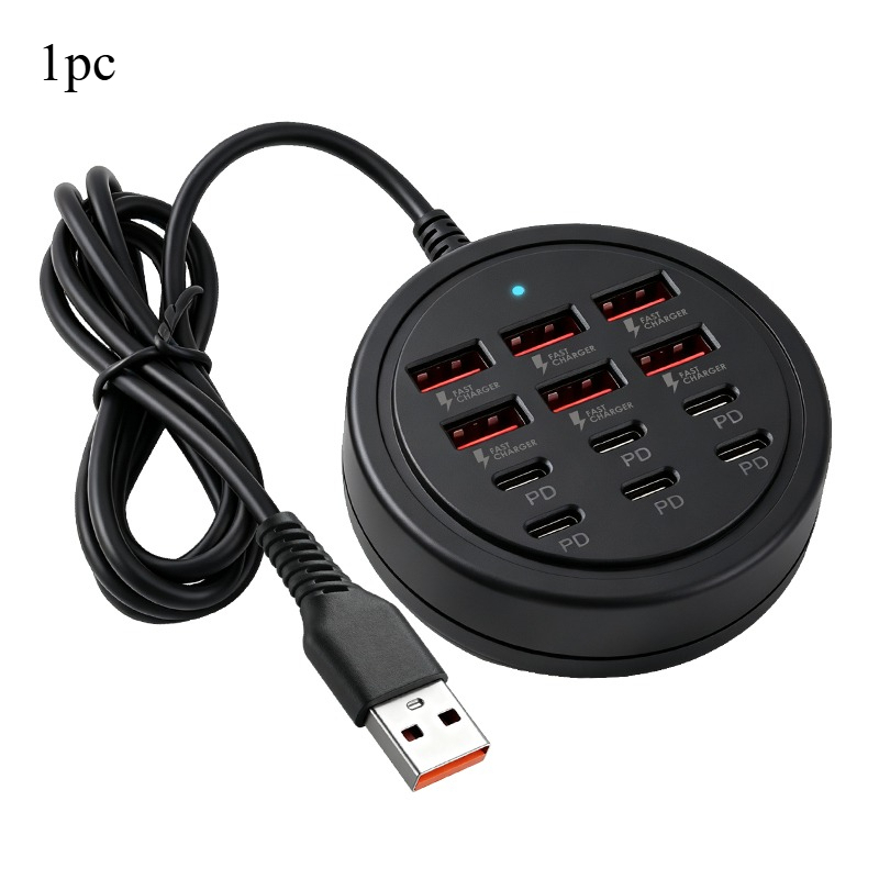 TEMU Meiglobal Chargeur USB- Ports, Longueur du Câble: 120 Cm/47.24 in, 6 Ports USB-A et 6 Ports PD Type-C, Station de Charge Rapide Multi-Appareils