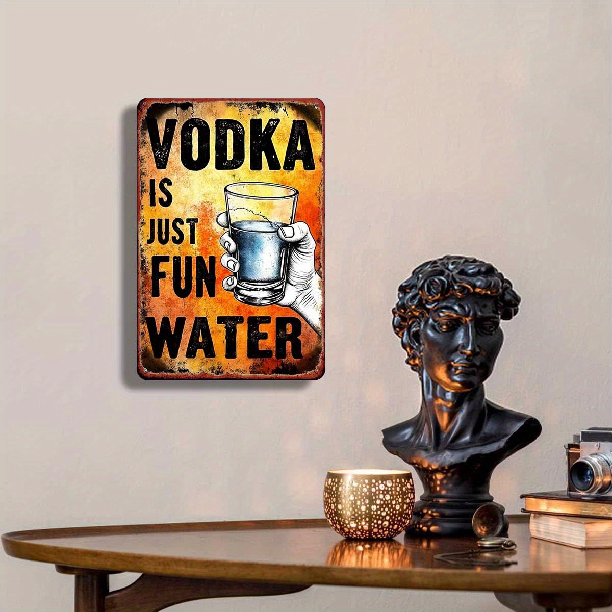 TEMU 2d Flat, 2d "vodka Is Just Fun Water" Wooden Art Print, Suitable For Bedrooms, Bars, Garages, Gardens, And Outdoor Decor, 2d Flat