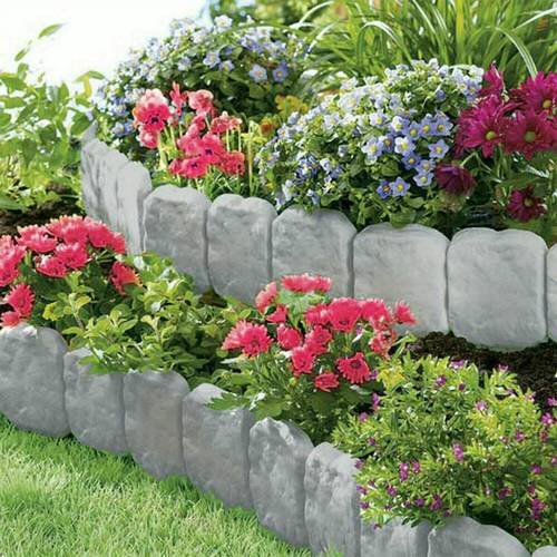 20pcs gray stone effect plastic garden edging fence low maintenance for flower beds patio walkway 16ft long weather resistant pp material natural decorative border for gardens patio decoration aesthetic garden fence durable pp plastic garden fencing