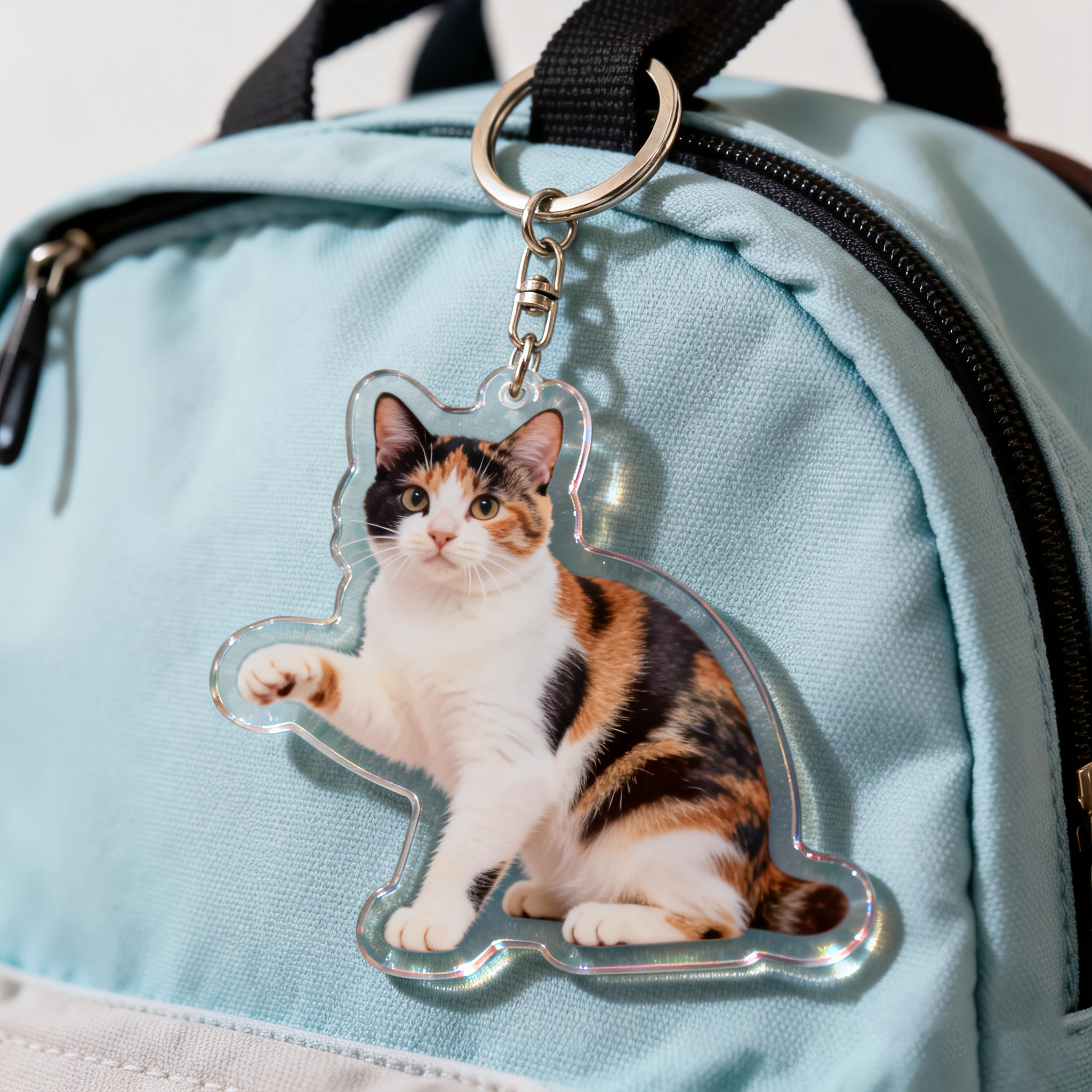 TEMU 2d Flat Custom Pet Photo Keychain - A Unique Memorial Gift For Your Dog, A Keepsake For Your Pet - Personalized Photo Gift For Pet Loss, For