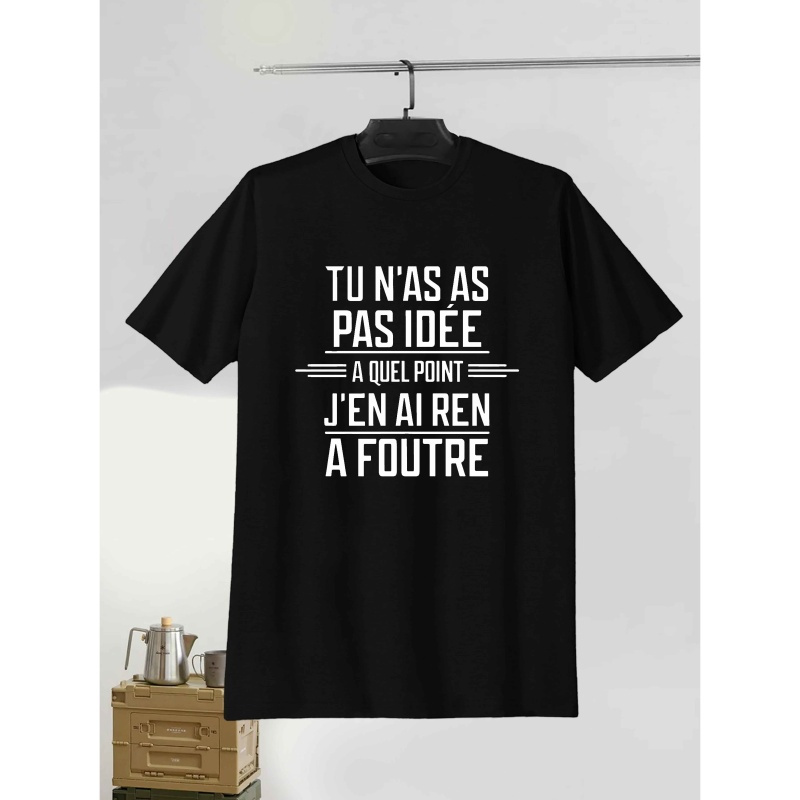 

T-Shirt Décontracté pour Homme à Manches Courtes avec Imprimé Française - Polyester Léger, Idéal pour l'Été