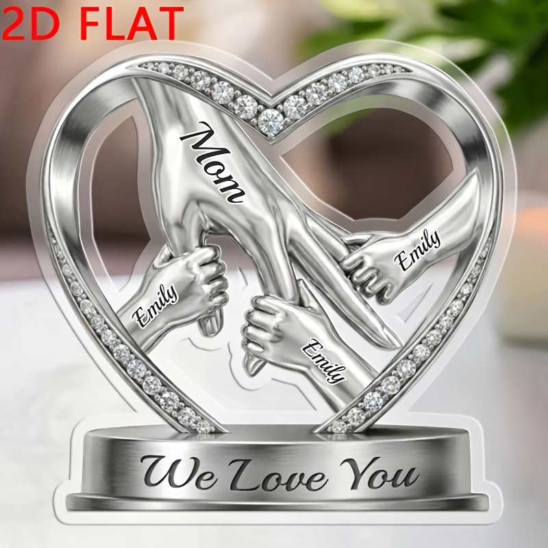 TEMU [2d Flat] [2d Flat] Custom Acrylic Hand-in-hand Decorative Plaque - Mother's Day/birthday Personalized Gift For Mom, Grandma -