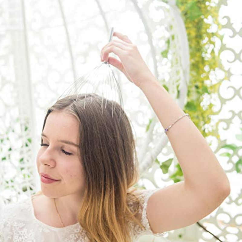       scalp massager extendable back scratcher with ergonomic handle adjustable head body relaxation tool for hair stimulation muscle tension   circulation scalp massager for growing hair   durable construction Product details 1