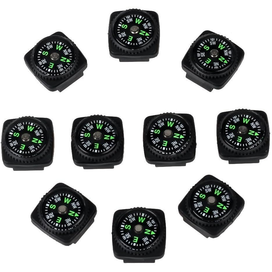 

Hard Shell Liquid Filled Button Compass Set For Survival Watch Band Paracord Bracelet Pack Of 10