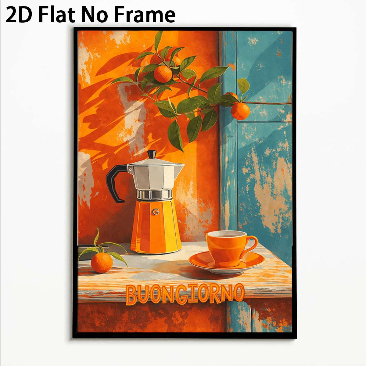 TEMU 2d Flat, 2d Flat, 1pc 2d Flat Prints Featuring And Coffee Arts In A Retro Mediterranean Style, Unframed Canvas Prints Ideal For Home Decoration,