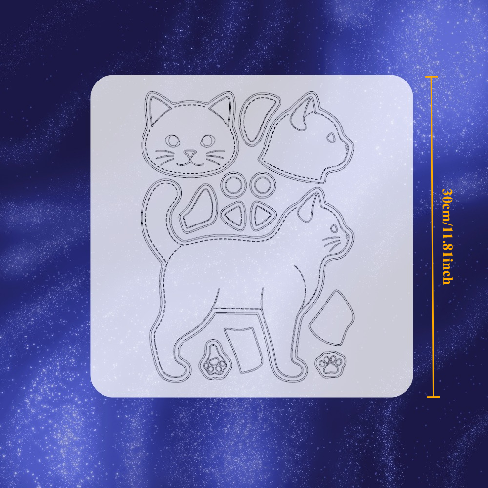 TEMU Pochoir de Patchwork Chaton avec sur le Thème des Chaton - Compatible avec le Patchwork et les Loisirs Créatifs Textiles, Motif Chat, Convient