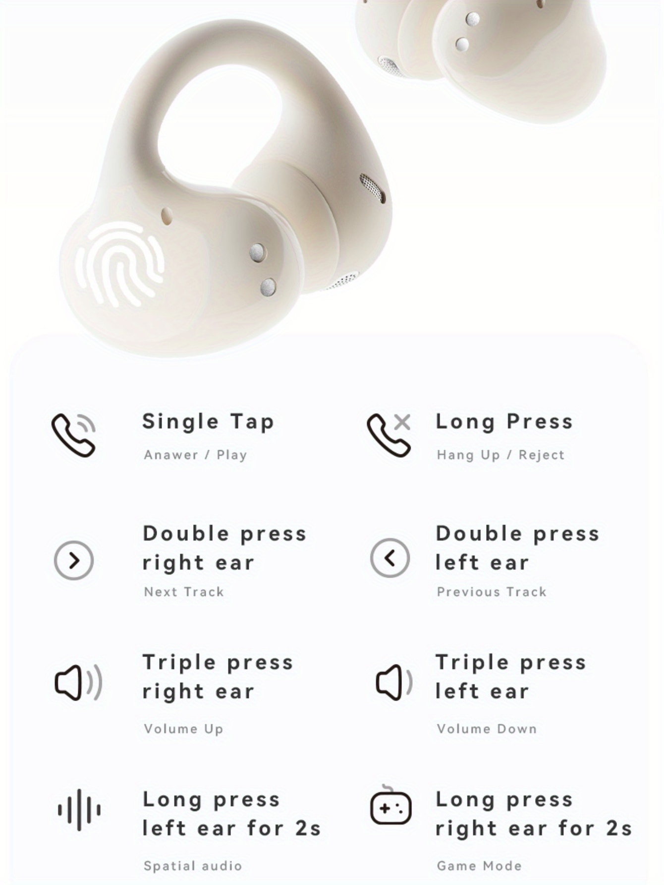 wireless clip on open ear headphones with smart noise cancelling   sand sports earphones usb charging for running workout Product details 8