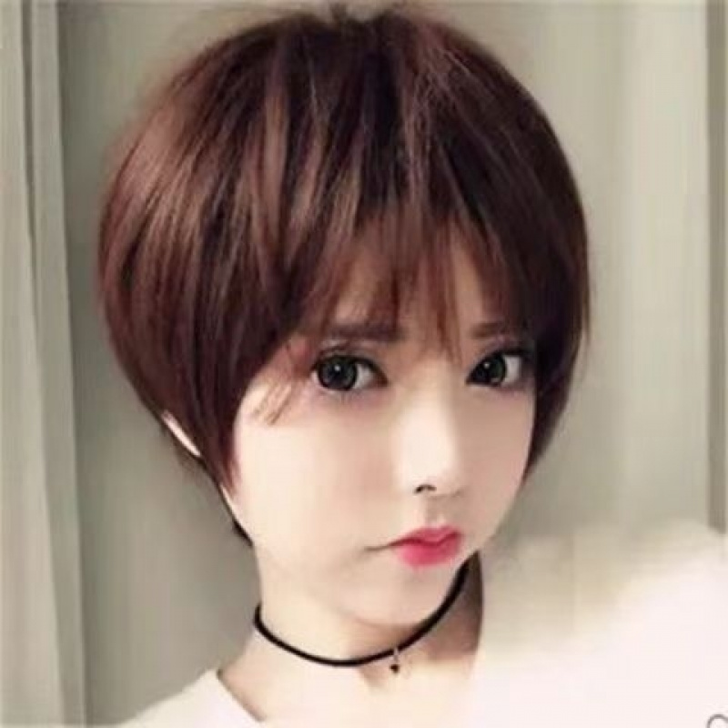 TEMU 日本・韓国スタイル フルローズ付きショートウィッグ - 通気性の良い頭皮に適応、普段使い、ヘアカバー、耳かき下バング＆インナー、ボリュームウィッグ（頭皮なし）