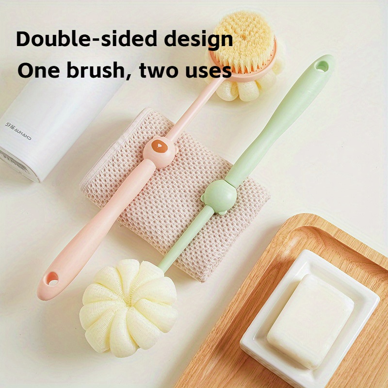 little bear bath brush a dual sided soft bristle back scrubber with a long handle   home use and bathing Product details 2