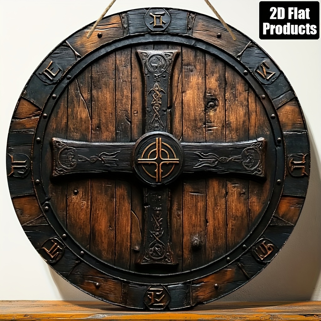 TEMU 2d Flat, 1pc -shaped Round Wooden Wall Art - Reclaimed Wood Suitable For Bars, Kitchens, Cafes, Homes, Offices - Rustic Decor With , Durable