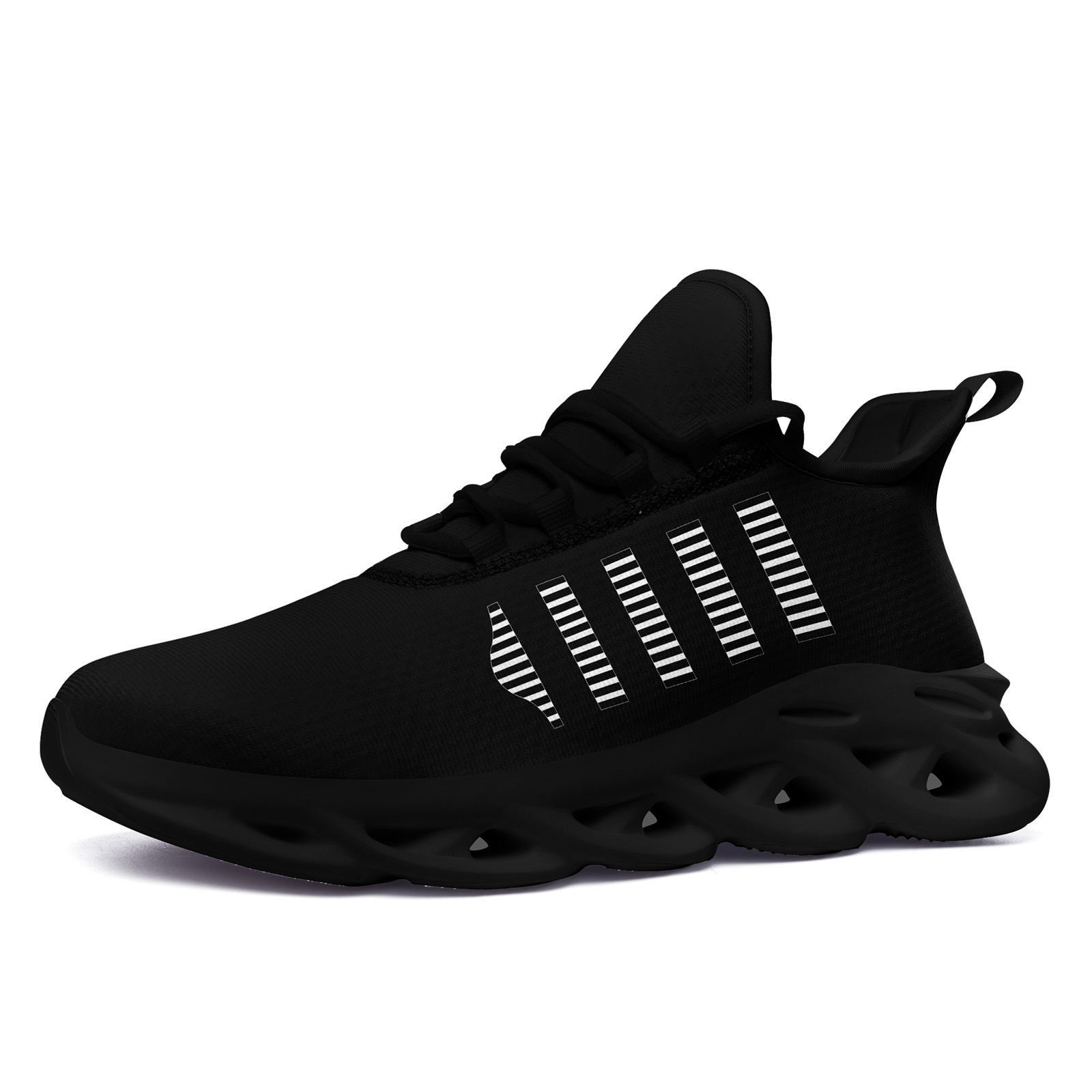 Men's Black Minimalist Lace-Up Walking Sneakers