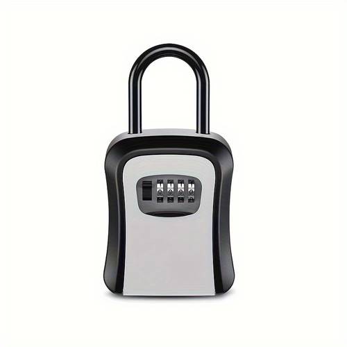 1pc weather resistant key lock box with detachable shackle portable 4 digit combination wall mount hanging hook resettable code plastic construction no battery required ideal for keys realtor spare storage