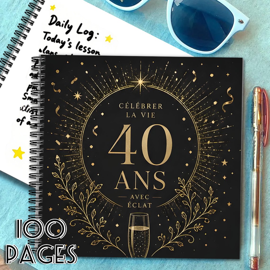 TEMU 1pc 'or des invités, livre de messages, livre de , livre de du 40e anniversaire, du cadeau, cadeau idéal pour , convient à divers événements de